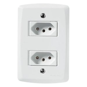 Conjunto Tramontina Lux 4x2 Branco Com Placa (2 Tomadas 10a) Tramontina