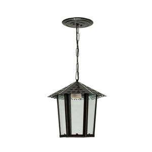 Luminária Pendente Colonial Sextavado com Vidro Liso Preto 1x27 Blumenau