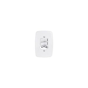 Conjunto 2 Interruptor Simples + Tomada 10a Ideale Branco 3219 Pluzie