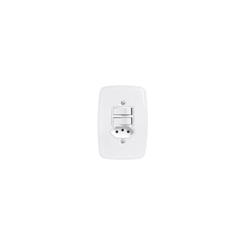 Conjunto-2-Interruptor-Simples---Tomada-10a-Ideale-Branco-3219-Pluzie