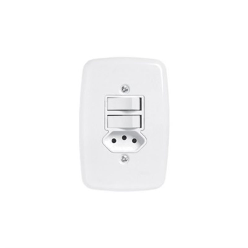 Conjunto-de-2-Interruptor-Simples---Tomada-20a-Ideale-Branco-Pluzie