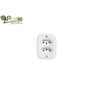 Conjunto 2 Tomadas Simples 10a Sobreplus Branco 90 Pluzie