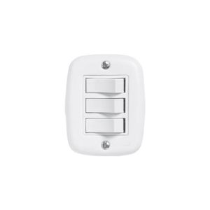 Conjunto 3 Interruptor Simples Sobreplus Branco Pluzie