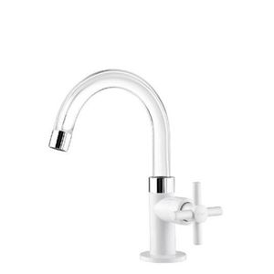 Torneira de Mesa com Bica Alta Branco Fienza Cristal para Banheiro Viqua