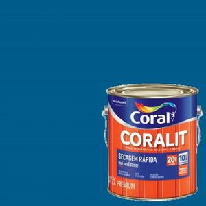 Tinta Esmalte Secagem Rápida Coralit Brilhante Azul Franca 3,6 Litros Coral