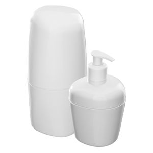 Kit Porta Escova e Sabonete Liquido Plástico Branco Astra