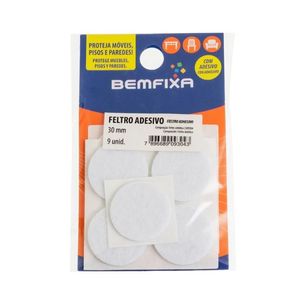 Feltro Redondo Branco 30mm Bemfixa