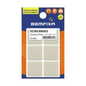 Feltro Quadrado Branco 25x25mm Bemfixa