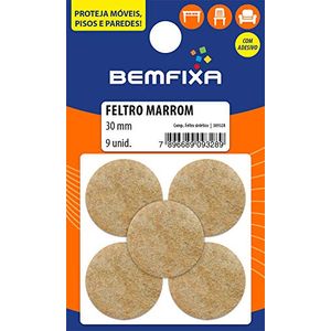Feltro Redondo Marrom 30mm Bemfixa