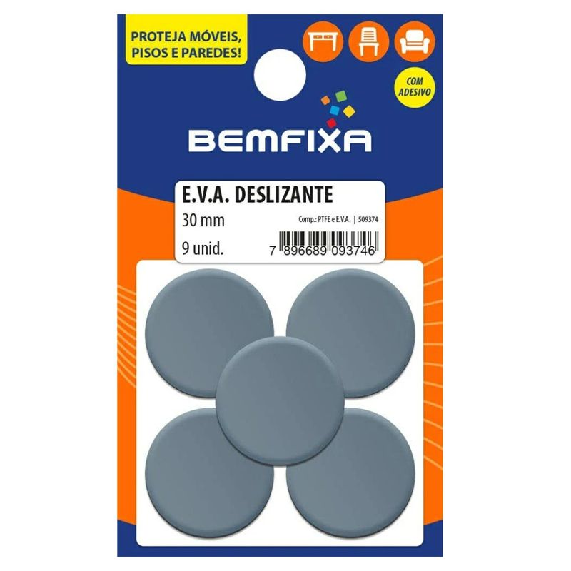 Protetor-Adesivo-Eva-Quadrado-Cinza-Cartela-9-Unidades-Bemfixa