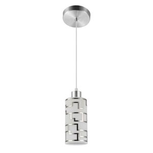 Luminária Pendente Vidro Detal Quadri 1xe27 Al/cromado Blumenau