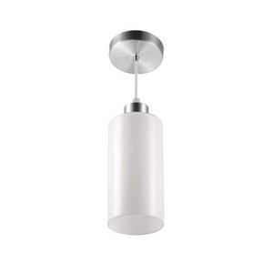 Luminária Pendente Vidro Cil 1xe27 Alumínio Escovado Branco Blumenau