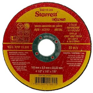 Disco Corte 115x3,0x22 (4.1/2x1/8x7/8) Starrett