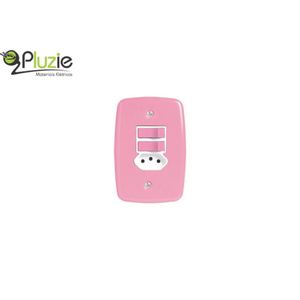 Conjunto de 2 Interruptor Simples + Tomada 10a Ideale Rosa Pluzie
