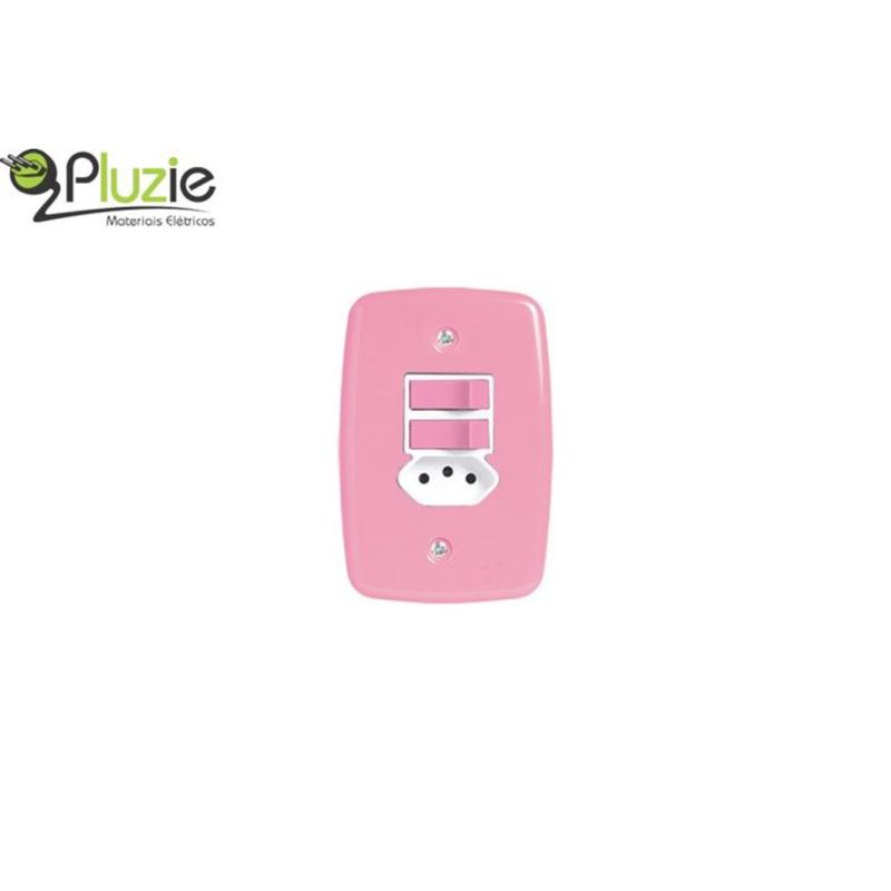Conjunto-de-2-Interruptor-Simples---Tomada-10a-Ideale-Rosa-Pluzie