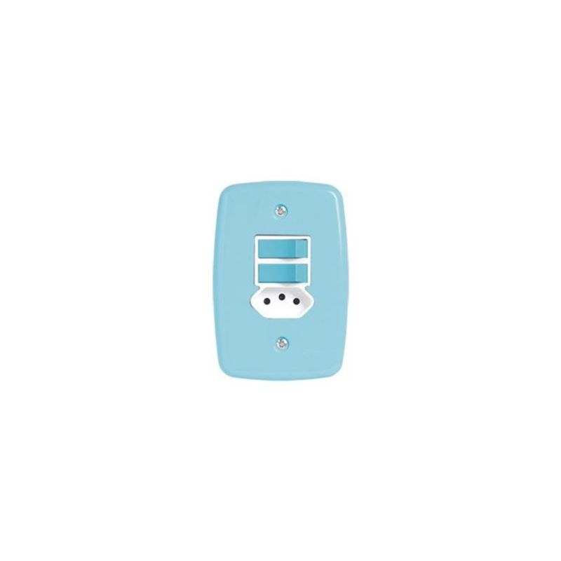 Conjunto-2-Interruptor-Simples---Tomada-10a-Ideale-Azul-3819-Pluzie
