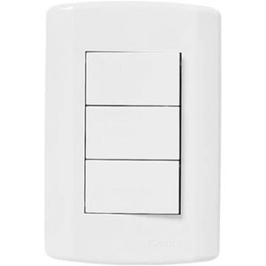 Conjunto 3 Interruptor Simples Modular Branco 7205 Pluzie