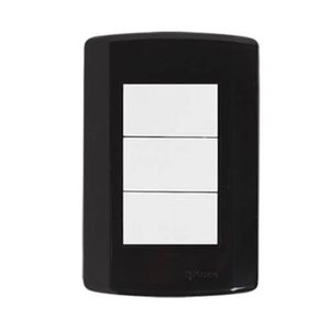 Conjunto 3 Interruptor Simples Modular Preto Pluzie