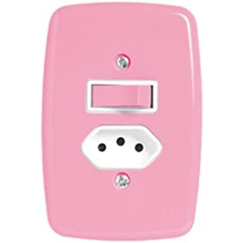 Conjunto-Interruptor-Simples---Tomada-10a-Ideale-Rosa-3415-Pl-Pluzie