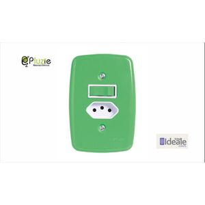 Conjunto Interruptor Simples + Tomada 10a Ideale Verde 3515 Pl Pluzie