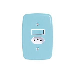 Conjunto Interruptor Simples + Tomada 10a Ideale Azul 3815 Pl Pluzie