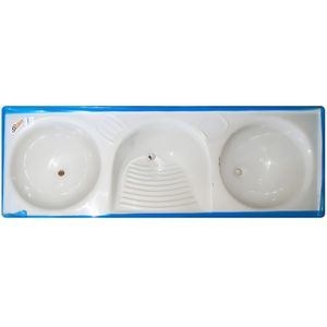 Tanque Triplo 1,40 Mármore Sintético Branco Dfibra - Dfibra