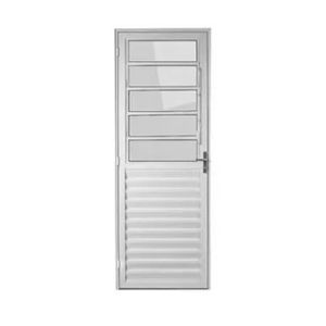 Porta de Giro Lado Direito Basculante Home 0,80x2,10m de Alumínio Natural com Folha de Vidro Canelado Quality