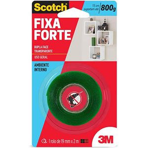 Fixa Forte Fita Transparente 19mmx2m 3m