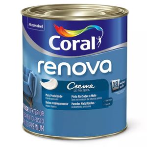 Tinta Acílica Renova Paredes e Tetos Fosco Branco Neve 800ml Coral