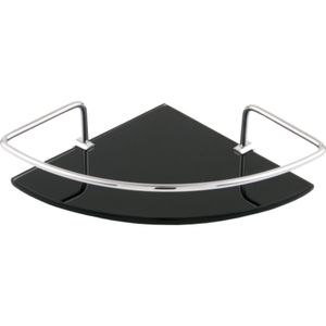 Porta Shampoo Canto Vidro Preto 06mm Hidrolar
