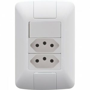 Interruptor Simples 6a+ 2tomadas 2p+t 20a Aria Branco Tramontina