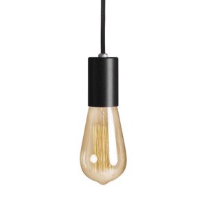 Luminária Pendente Vintage Alumínio Liso Preto 1xe27 Blumenau