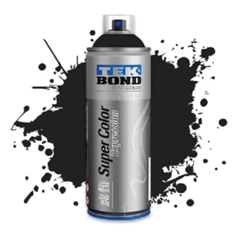 Tinta-Spray-Super-Color-Preto-Fosco-Expression-400ml-312g-Tek-Bond