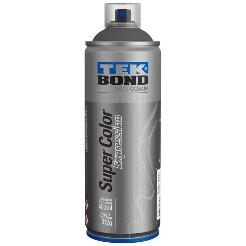 Tinta-Spray-Super-Color-Cinza-Petroleo-Fosco-Expression-400ml-312g-Tek-Bond