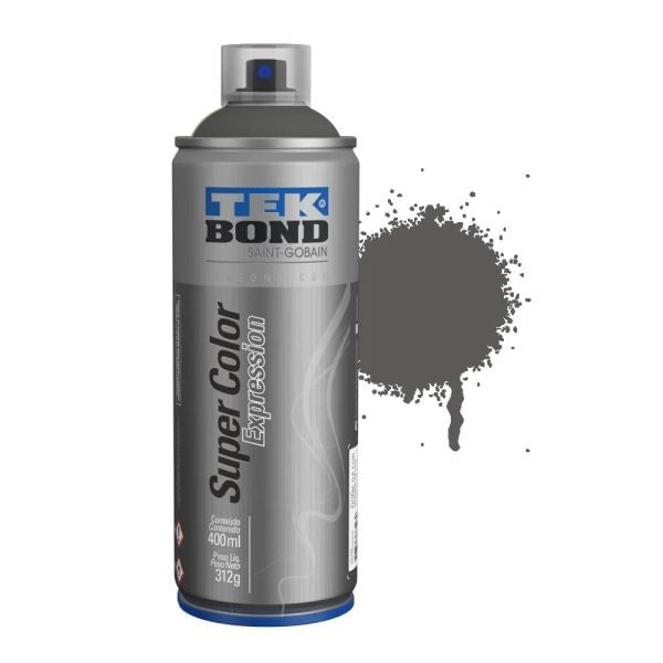 Tinta-Spray-Super-Color-Cinza-Petroleo-Fosco-Expression-400ml-312g-Tek-Bond