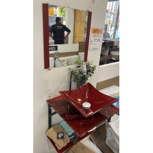 Gabinete Cuba Carrara Vermelho Quadrado 45x45cm Vmex