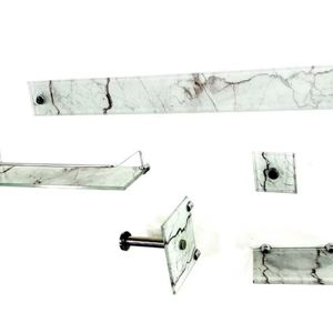 Kit Banheiro 05 Peças Kr Branco Carrara Vidro Vmex