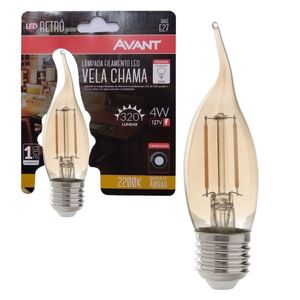 Lâmpada LED Retrô Vela Chama E27 4W 127V Avant
