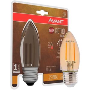 Lâmpada LED Retrô Vela Chama Âmbar 2200K 2W Bivolt Avant