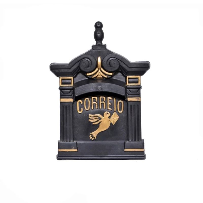Porta-Carta-Acm-Igreja-Ouro-com-Preto-Metal-Plast