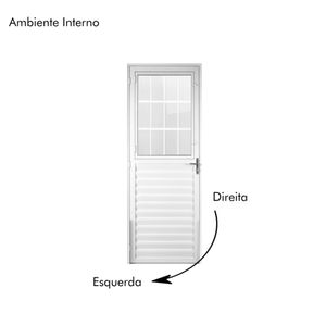 #Porta Postigo Lado Direito de Alumínio Branco Vidro Liso 210x80cm Quality