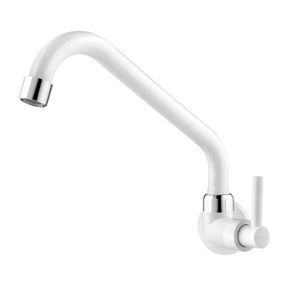 Torneira de Parede com Bica Longa Branco Lagune para Cozinha Viqua