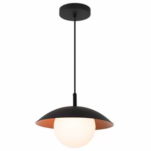 Luminária Pendente Anna Vidro Leitoso Preto 1xG9 Blumenau