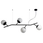 Luminaria-Pendente-Flora-Vidro-Leitoso-4xG9-Preto-Blumenau