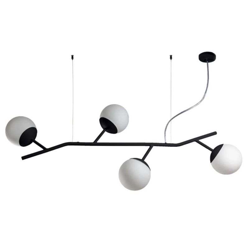 Luminaria-Pendente-Flora-Vidro-Leitoso-4xG9-Preto-Blumenau