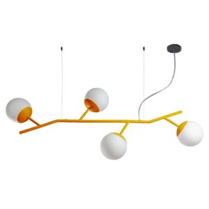 #Luminária Pendente Flora Vidro Leitoso 4xG9 Dourado Blumenau