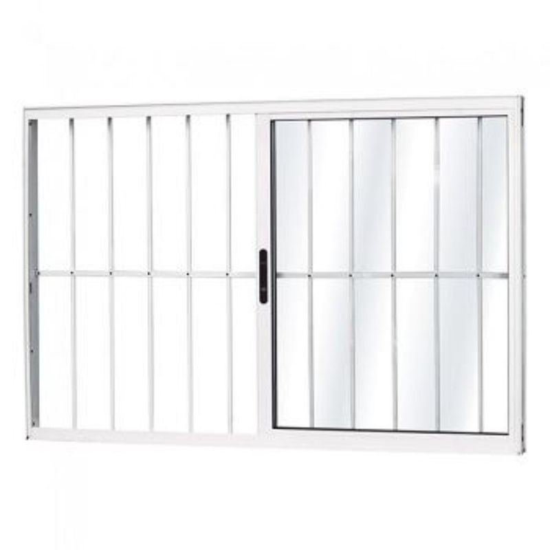 Janela-em-Aluminio-1-00x1-00-2-Folhas-de-Correr-e-Grade-Vidro-Liso-Home-Branca-Quality