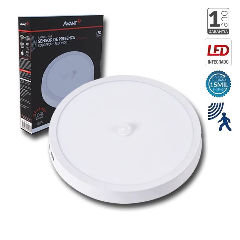 Painel-de-Embutir-Pop-Sensor-Quadrado-18w-6500k-Bivolt-Avant
