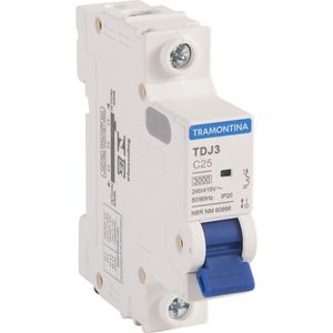 Minidisjuntor Unipolar TDJ3-1C25 1P 25A 3KA Tramontina