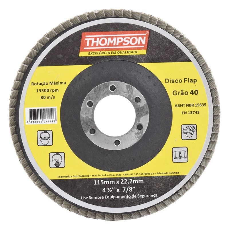 Disco-Flap-Zirconio-Grao-40-4-1-2-Polegadas-Thompson
